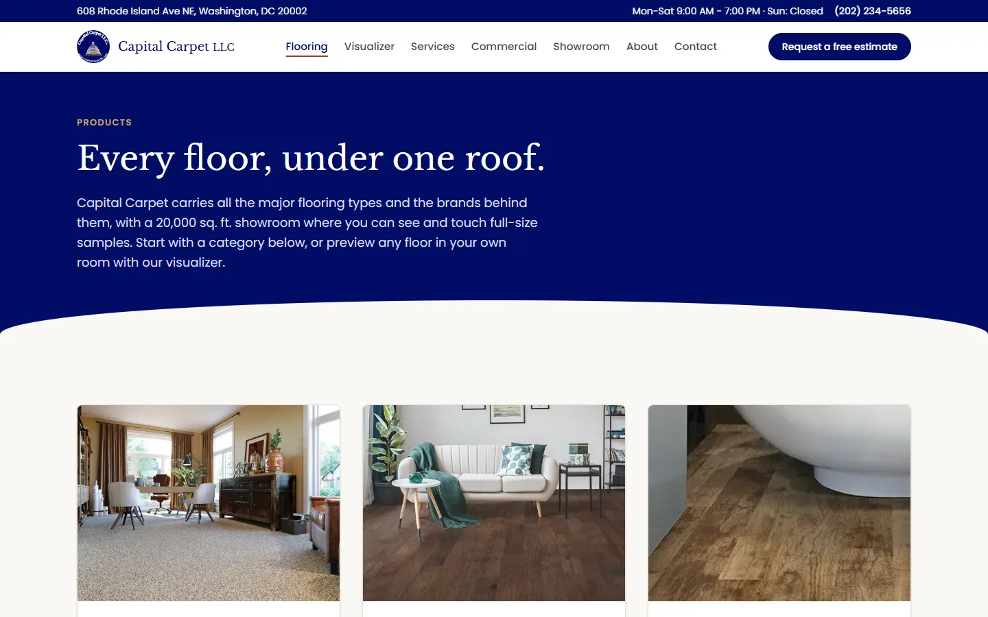 The Capital Carpet flooring page: every floor, under one roof