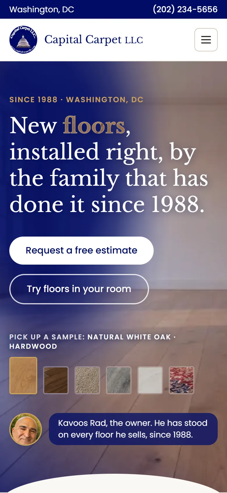 The homepage on a phone