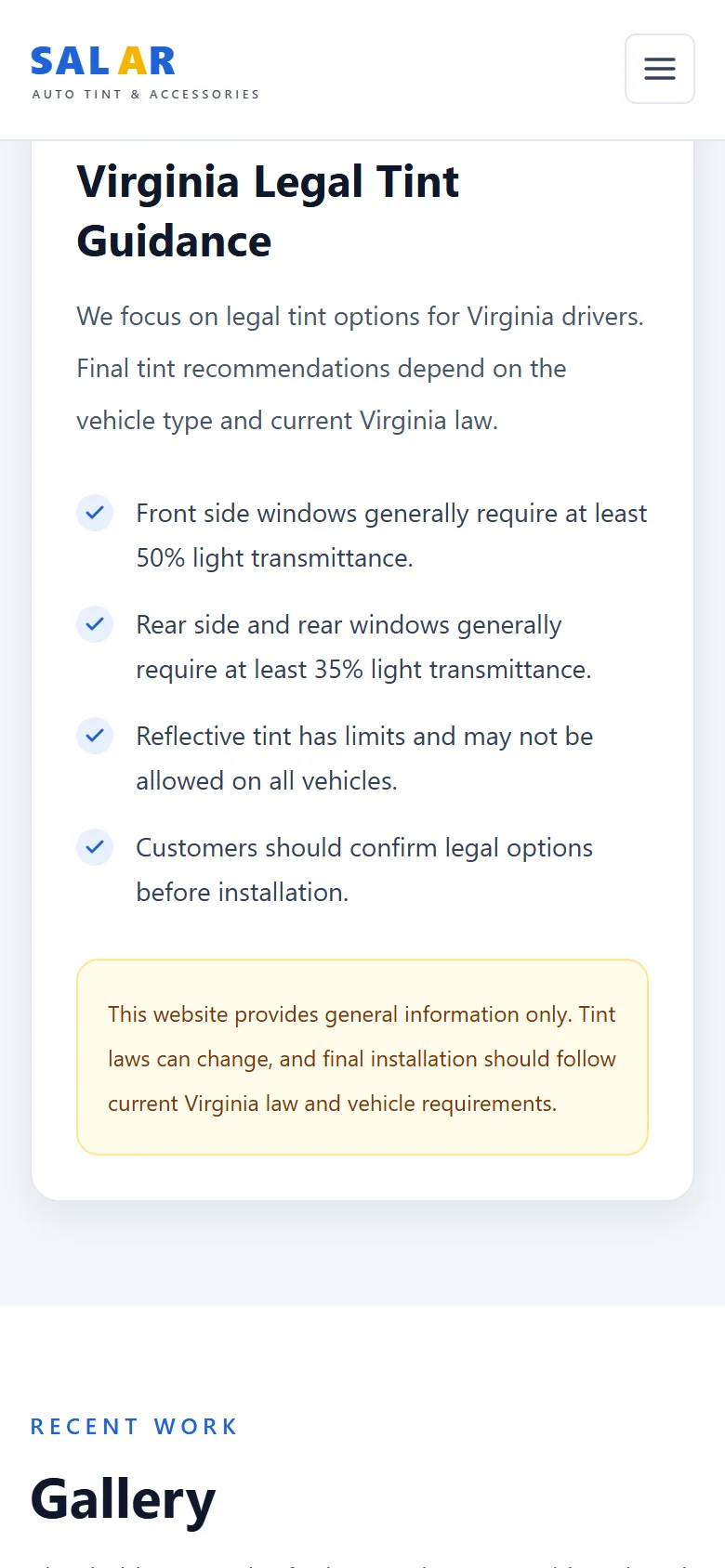 The tint guidance on a phone